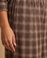 Plaid Cropped Shirt & Balloon Pants Co-ord Set