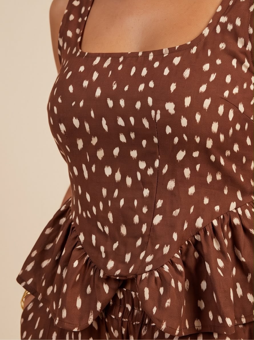 Dappled Peplum Two-Piece Set