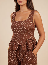 Dappled Peplum Two-Piece Set