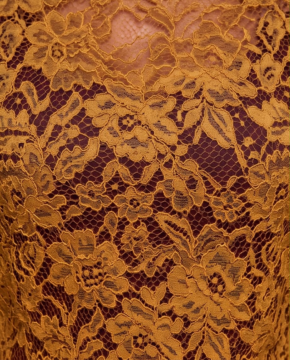 Mustard Floral Lace Mini Dress