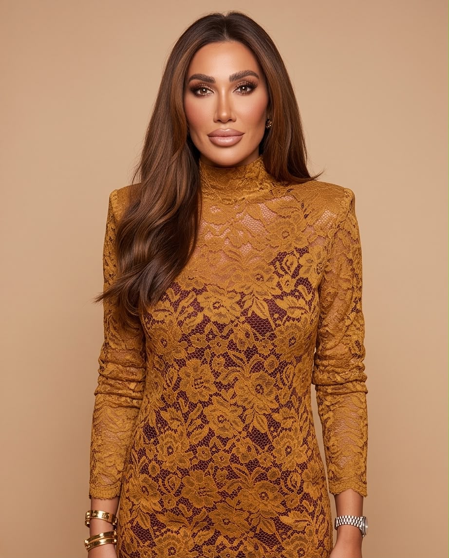 Mustard Floral Lace Mini Dress