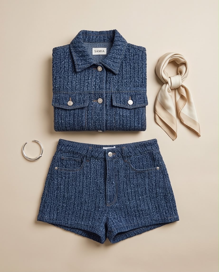 Indigo Blue Tweed Co-ord Set