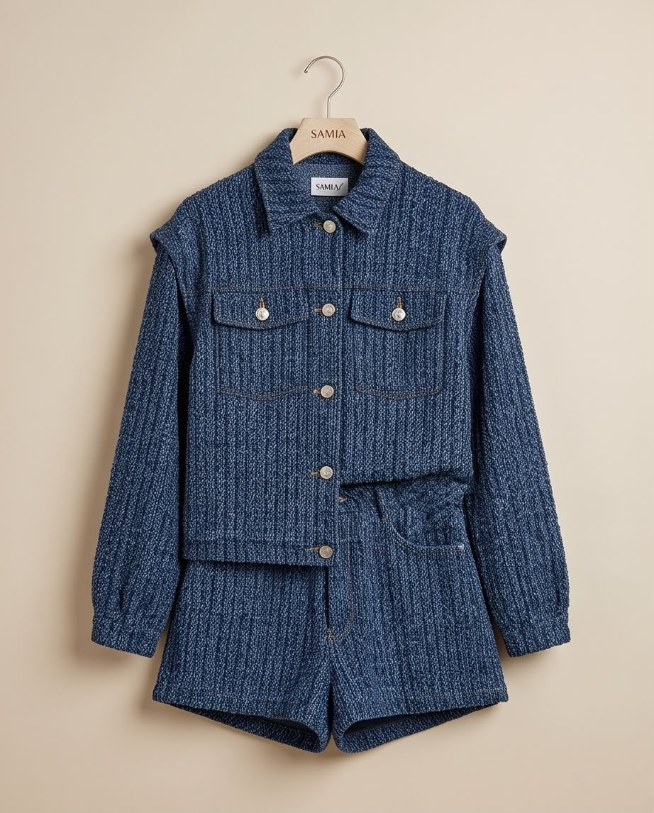 Indigo Blue Tweed Co-ord Set