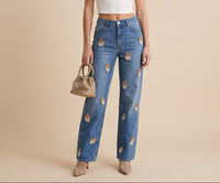 Rhinestone Patch Blue Jeans