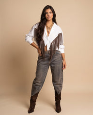 White Western Fringe Shirt