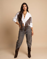 White Western Fringe Shirt