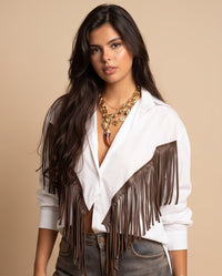 White Western Fringe Shirt