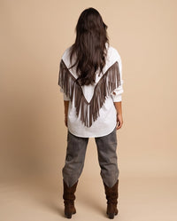 White Western Fringe Shirt