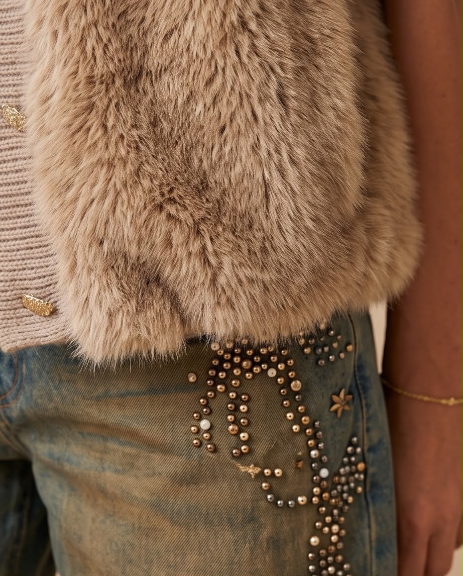 Taupe Faux Fur Vest