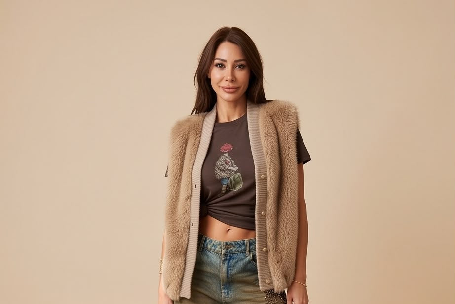 Taupe Faux Fur Vest
