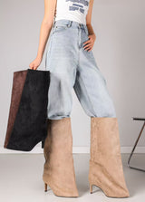 Foldover Suede Knee Boots
