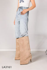 Foldover Suede Knee Boots