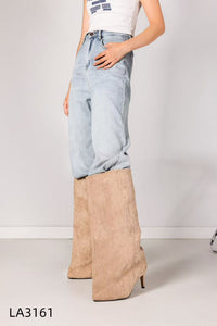 Foldover Suede Knee Boots