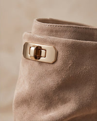 Foldover Turn-Lock Suede Boots