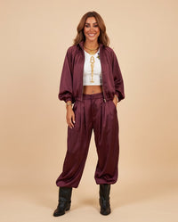 Burgundy Satin Matching Set