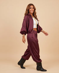Burgundy Satin Matching Set