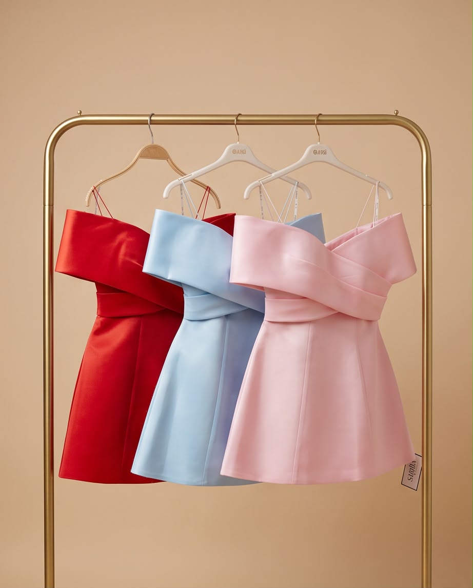 Off-Shoulder Satin Mini Dress