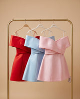 Off-Shoulder Satin Mini Dress