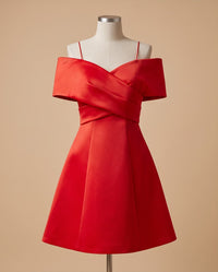 Off-Shoulder Satin Mini Dress