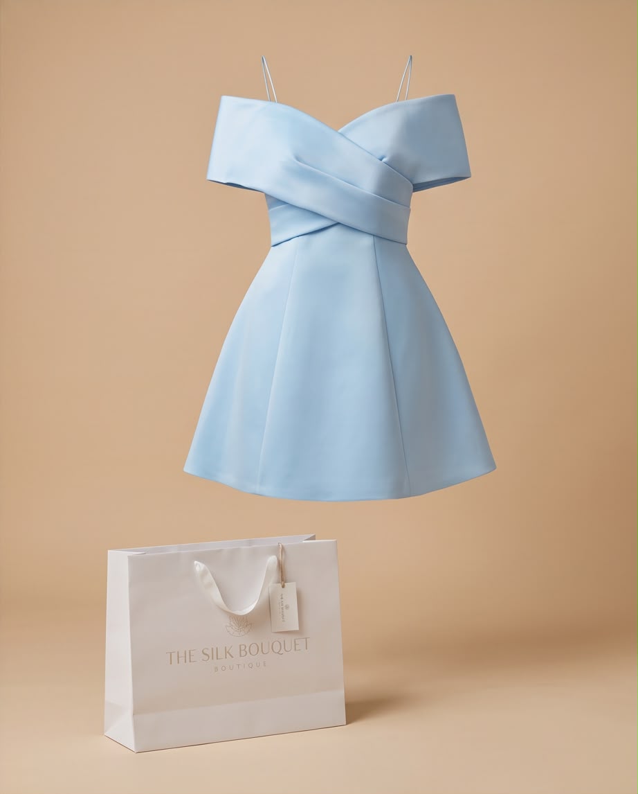 Off-Shoulder Satin Mini Dress