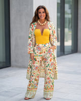 Floral Duster & Wide-Leg Pants Co-ord
