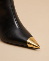 Gold Cap-Toe Leather Knee Boots
