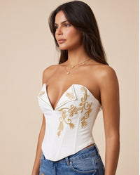 Embroidered White Corset Top