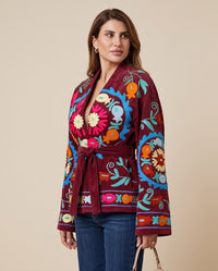 Burgundy Embroidered Velvet Jacket