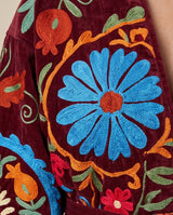 Burgundy Embroidered Velvet Jacket