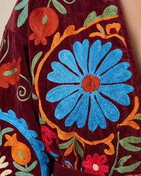 Burgundy Embroidered Velvet Jacket