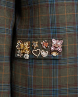 Embellished Olive Plaid Blazer