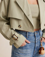 Cropped Trench Jacket – Sage Green