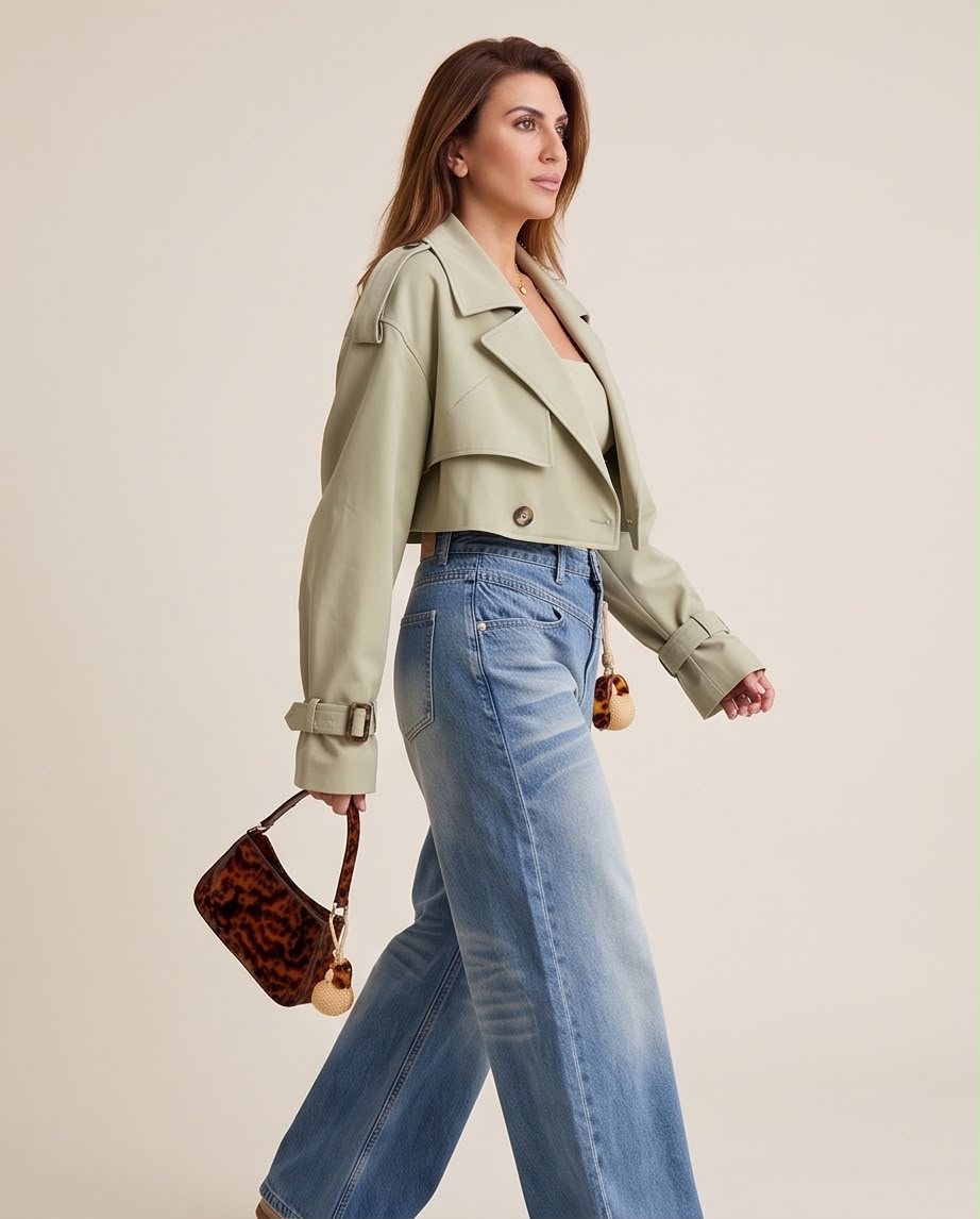 Cropped Trench Jacket – Sage Green