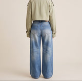 Wide-Leg Vintage Wash Denim Jeans