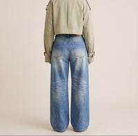 Wide-Leg Vintage Wash Denim Jeans