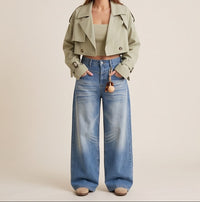 Wide-Leg Vintage Wash Denim Jeans