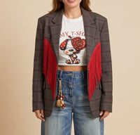 Plaid Red Fringe Blaze