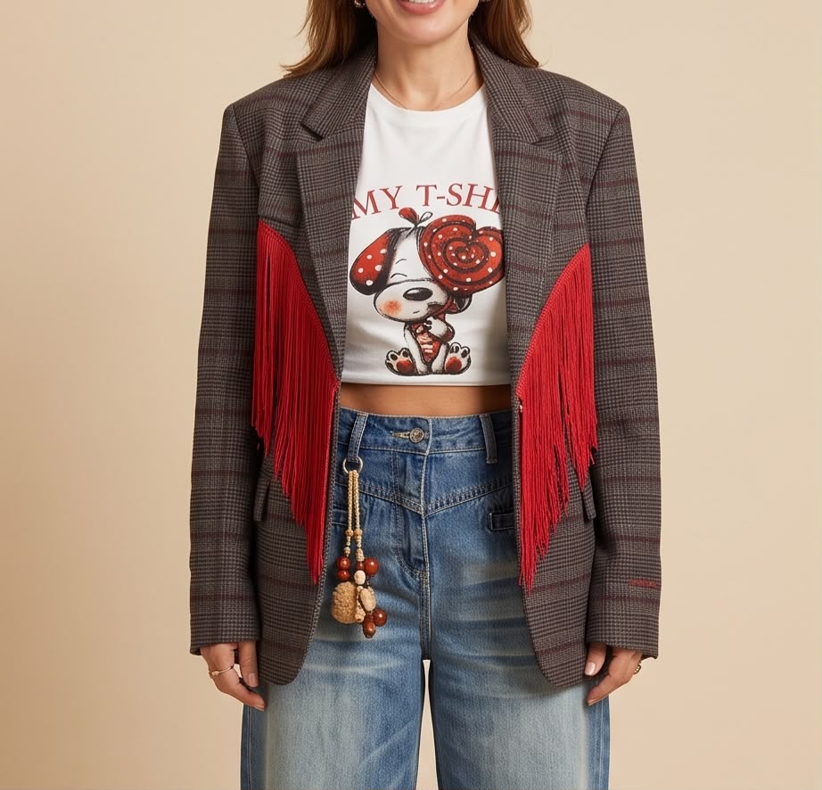 Plaid Red Fringe Blaze