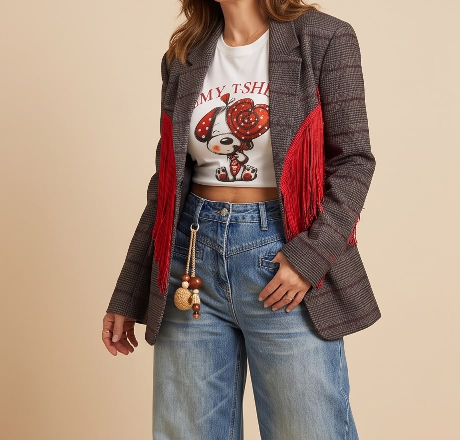 Plaid Red Fringe Blaze