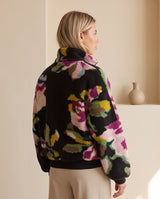 Floral Printed Fleece Zip-Up Jacket
