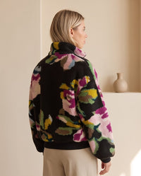 Floral Printed Fleece Zip-Up Jacket