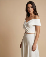 Asymmetric Off-Shoulder Two-Piece Set-Ivory