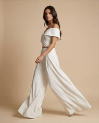 Asymmetric Off-Shoulder Two-Piece Set-Ivory