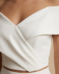 Asymmetric Off-Shoulder Two-Piece Set-Ivory