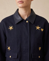 Star Embroidered Crop Utility Jacket