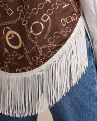 Chain Print Fringe Back Shirt