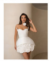 3D Rosette Corset Peplum Mini Dress