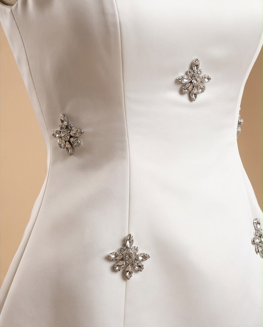 Crystal Embellished A-Line Mini Dress