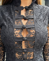 High-Neck Lace Cut-Out Maxi Dress