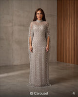 Crystal Embellished Cape Evening Gown